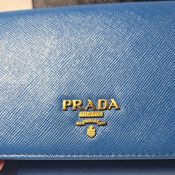 Prada Saffiano 1M1438 Wallet/Wristlet (bi-fold) Cobalto - Picture 5 of 13